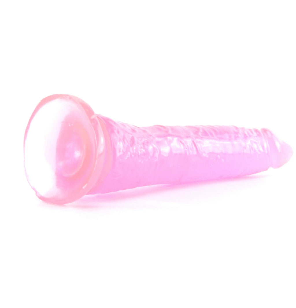 Basix Slim 7 Inch Dildo in Pink